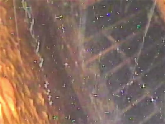 This photo taken by a remote-controlled endoscope and released by Tokyo Electric Power Co. (TEPCO) shows a scaffolding, bottom, and the wall inside the beaker-shaped containment vessel of No. 2 reactor at the damaged Fukushima Dai-ichi nuclear power plant on Thursday.